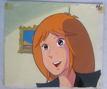 Saikyo Robo Daioja Cel, close-up of Shinobu's face crying tears of joy