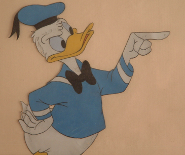Donald Duck pointing cel
