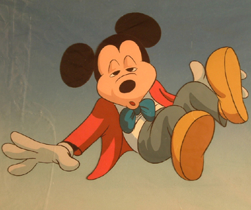 1980s cel of Mickey falling