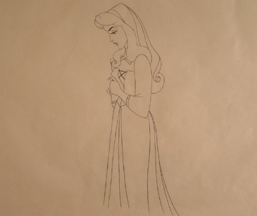 Sleeping Beauty clean-up drawing of Briar Rose