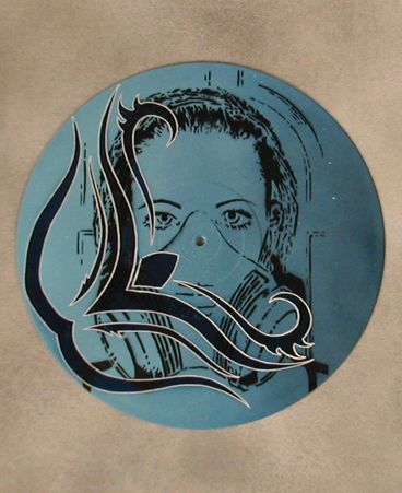 Stenciled spray paint on vinyl record by CBeauty