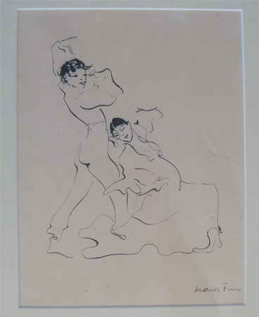 Ink drawing 'Deux Danseuses' by Leonor Fini