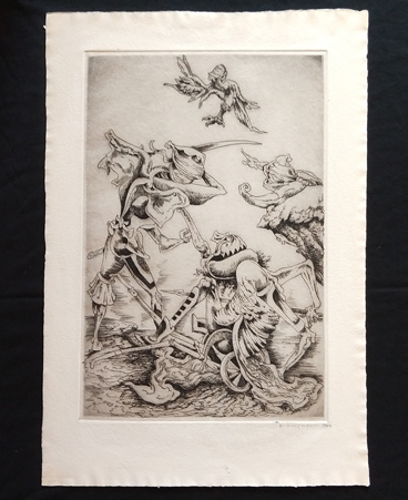 Kurt Seligman's 'the Slaying of Laius' etching/engraving