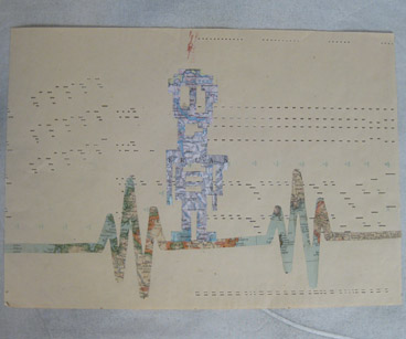 Stikman collage with maps and player piano roll