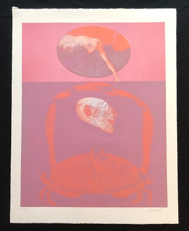 Paul Wunderlich's lithograph 40/60 Head with Crab 1966, signed