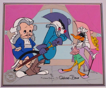 Chuck Jones 'Scarlet Pumpernickel' cel with Daffy Duck, Porky Pig, and Sylvester