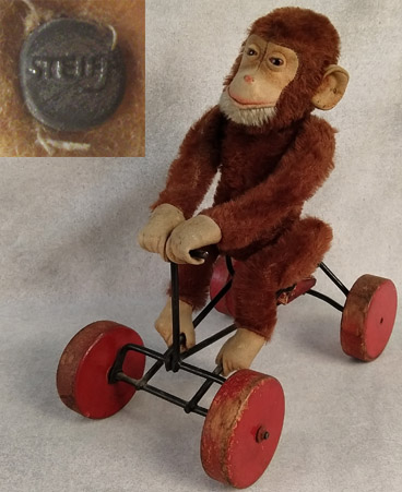 Record-Peter mohair monkey on moving cart