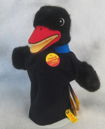 1985 crow puppet with orange and yellow beak