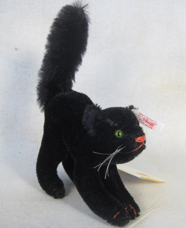 Steiff black cat with arched back