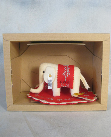 Red and white felt elephant pincushion