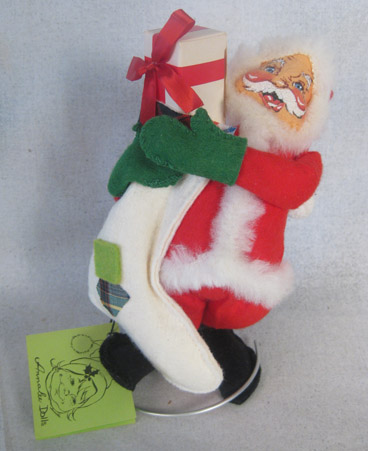 Annalee Santa with oversized white Christmas stocking