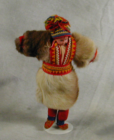 12 inch German celluloid doll dressed by Saami natives circa 1940 