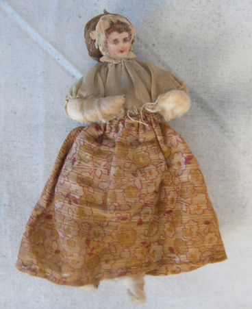 Spun cotton lady in cloth outfit with thread wig