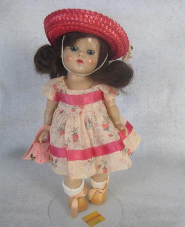 1953 Ginny painted lash strung doll, brunette