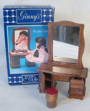 Ginny vanity in original box, dark wood