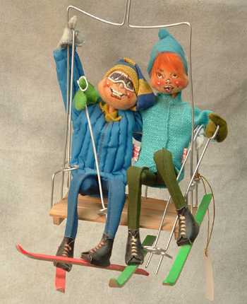 Annalee skier dolls on chair lift