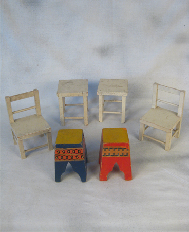 Schoenhut circus chairs and tables