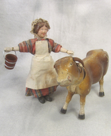 Schoenhut milkmaid with cow